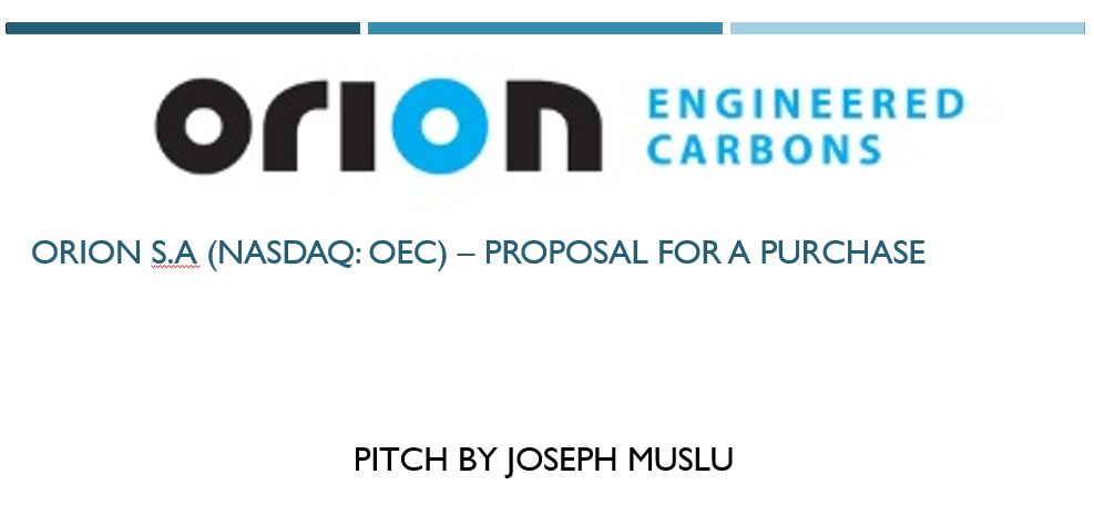 Orion SA Discounted Cash Flow Stock Pitch and Excel